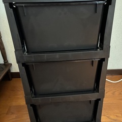 三段収納ケース　黒の画像