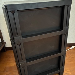三段収納ケース　黒の画像