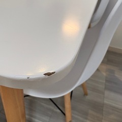 ダイニングテーブル＆チェア4脚セット　白×木脚　北欧風　引取り限定 の画像