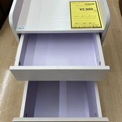 A-763【リユースのサカイ野々市店】ジモティ来店特価‼ NITORI ニトリ ワゴン キャスター付き ホワイト 木製 木目調 クリーニング済みの画像