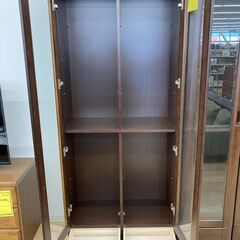 A-764【リユースのサカイ野々市店】ジモティ来店特価‼ 2枚扉食器棚 ブラウン 木製 クリーニング済みの画像