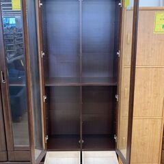 A-765【リユースのサカイ野々市店】ジモティ来店特価‼ 2枚扉食器棚 ブラウン 木製 クリーニング済みの画像