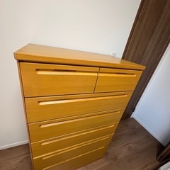 ナチュラルウッド 6段チェストの画像