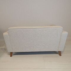 美品☆2人掛けファブリックソファ オットマン付き ベージュの画像