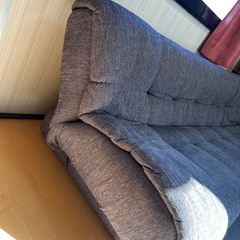 無料　３人掛け　ソファ　布張り　ブルーの画像