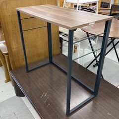★リユースのサカイ千葉中央店★  折り畳みテーブル フレーム：黒系　天板：茶系 H72×D38×W77 クリーニング済み TC5658の画像