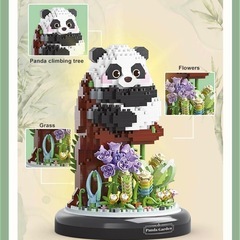 パンダ フラワーブーケ 組み立てセット ブロック 1083ピース ダストカバー付の画像