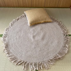 円形アジアンラグマット　麻　の画像