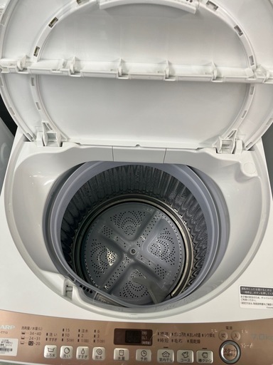 ジャングルジャングル貝塚店　7.0kg 洗濯機　シャープ　SHARP ES-T713  2021年製　縦型洗濯機　白　クリーニング済み