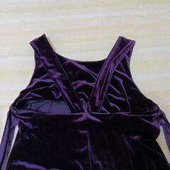 パーティードレス　ロング丈　ビロード素材　パープル　13-15号の画像
