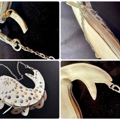 アートな魚型レザーミニショルダーバッグ　チャーム　カードケース　コインケースの画像