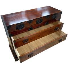【美品】和箪笥 鍵付き 箪笥 衣装箪笥 収納 伝統工芸 引き出し6個 4段 台車付き ストッパー付き 札幌 東区 店頭引き取り歓迎の画像