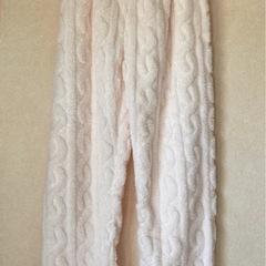 ルームウェア　もこもこ　パジャマ　アイボリー　薄ピンク　ジャガード　あったか　部屋着　Mの画像