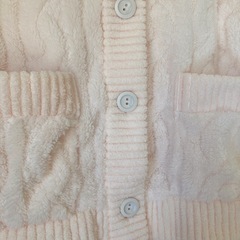 ルームウェア　もこもこ　パジャマ　アイボリー　薄ピンク　ジャガード　あったか　部屋着　Mの画像