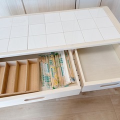 【差し上げます】タイルトップ キッチンワゴンの画像