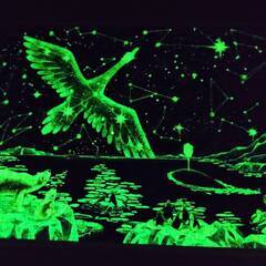 【完成品】20年前位のビンテージ品　星座　ホッキョクグマ　500ピース　パズル　額縁付き　蓄光の画像