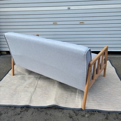 2人がけソファー　ナチュラルウッド　クッション付き　ソファー　椅子　一人暮らし　単身赴任の画像