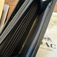 COACH ブラック ダブルジッパー セカンドバッグの画像