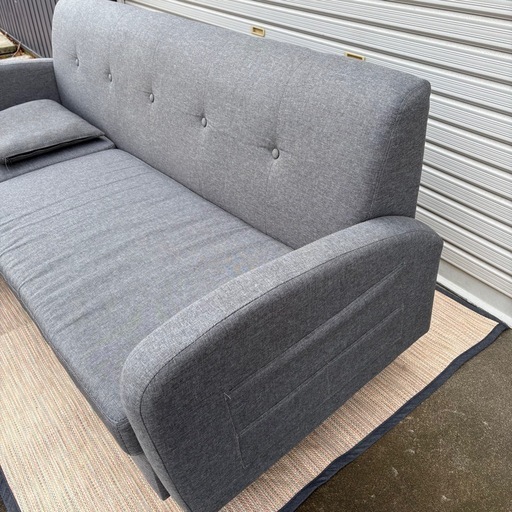 カウチソファー　グレー　3Pソファ　オットマン付き　L字ソファー　