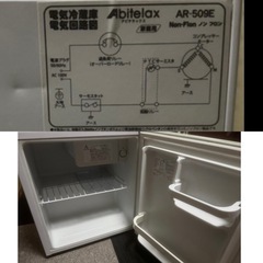 ジャンク電気ヒーター2台とワンドア冷蔵庫の画像