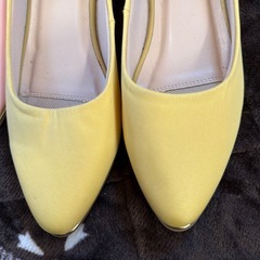 ピンク・イエロー ポインテッドトゥパンプスの画像
