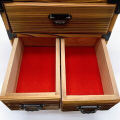 M227 アンティーク 木製 4段収納 小物入れ レトロ調 ミニたんすの画像