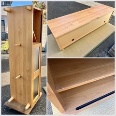 ■テレビ台 TV台 収納付き■テレビボード テレビラック 足6本■木目調 ナチュラル色 チェッカーガラス モールガラス■ (約)幅145 奥行40 高さ45 cmの画像