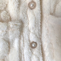 ルームウェア　もこもこ　パジャマ　ガーリー　アイボリー　リボン　あったか　部屋着　フリーサイズの画像