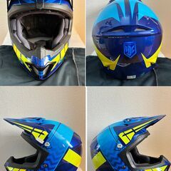 HJC ジュニア レディース バイクヘルメット オフロード Lサイズ 　ブルー/イエロー CL-XY2 　YL(53-54) サイズ 中古　（専用袋付き）の画像