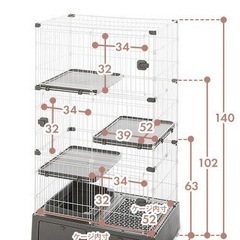 3段キャットゲージ トイレ付きの画像