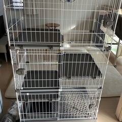 3段キャットゲージ トイレ付きの画像