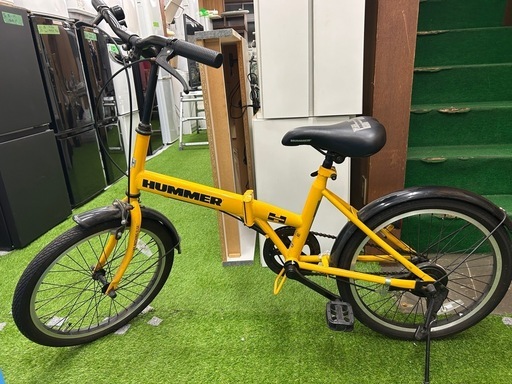美品HUMMER折りたたみ自転車 イエロー　自転車