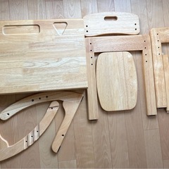 【高さ調節可】子供用 木製デスク＆チェアセット（学習机/キッズデスク）の画像