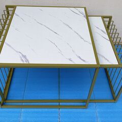  M353  ネストテーブル リビングテーブル2個セット 大理石風デザインの画像