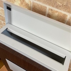 新品 郵便ポスト 茶木目×白 左扉 W16KO おしゃれ ポストの画像