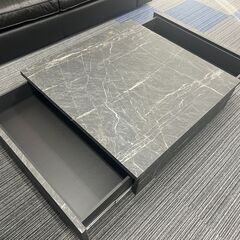 【LOWYAローテーブル/ 値下げ可能】90×90／木製／収納引き出し付き／美品　の画像