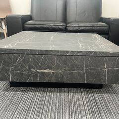 【LOWYAローテーブル/ 値下げ可能】90×90／木製／収納引き出し付き／美品　の画像