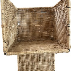 籐（ラタン）製3段縦型バスケットラック/高さ120cmスリム収納の画像