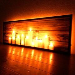 LEDキャンバスポスター 3枚セット光るキャンドル壁紙 アートパネル ろうそく幻想アート NITORIインテリア装飾 展示品・傷物・アウトレットの画像