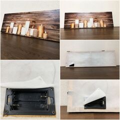 LEDキャンバスポスター 3枚セット光るキャンドル壁紙 アートパネル ろうそく幻想アート NITORIインテリア装飾 展示品・傷物・アウトレットの画像