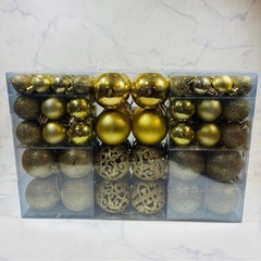 クリスマスボール 100個豪華セット クリスマスオーナメント3-6cm ゴールドの画像