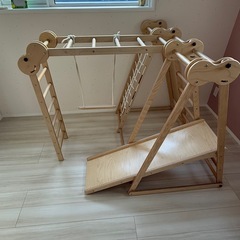 ジャングルジム 折り畳み天然木 ブランコ 滑り台 大型遊具 すべり台 子供の画像