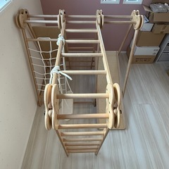 ジャングルジム 折り畳み天然木 ブランコ 滑り台 大型遊具 すべり台 子供の画像