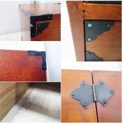 昭和レトロ　お針箱（ソーイングボックス）アンティーク　裁縫箱　小物入れ　木製　薬箱　和風　道具入れ　小引き出し　かわいい　654ZSの画像