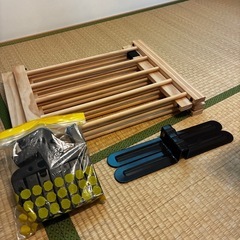 ベビーフェンス 木製 置くだけ 高さ55cm 幅185cm/465cm 自立式 補助スタンド付き 天然木 簡単設置の画像