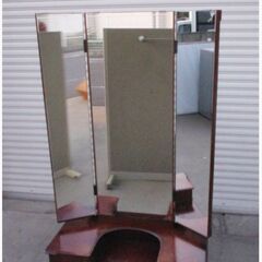 年代物 昭和レトロドレッサー　猫脚　アンティーク　鏡台　二ー半三面鏡　古民家　当時物　NISHIUTHI　現状お渡し品　直接引取歓迎　656ZSの画像