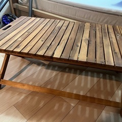 ニトリ　アウトドア用　折り畳み式　木製ローテブルの画像