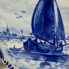 【美品】オランダ　ロイヤルデルフト焼　帆船　2枚セット　手描き　レアの画像