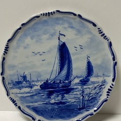 【美品】オランダ　ロイヤルデルフト焼　帆船　2枚セット　手描き　レアの画像
