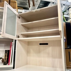 食器棚　キッチンボード　レンジボード　検　シャビー　シック　オフホワイト　木目調　かわいい　ニトリ　NITORI　大容量　キッチン収納　レンジ台の画像